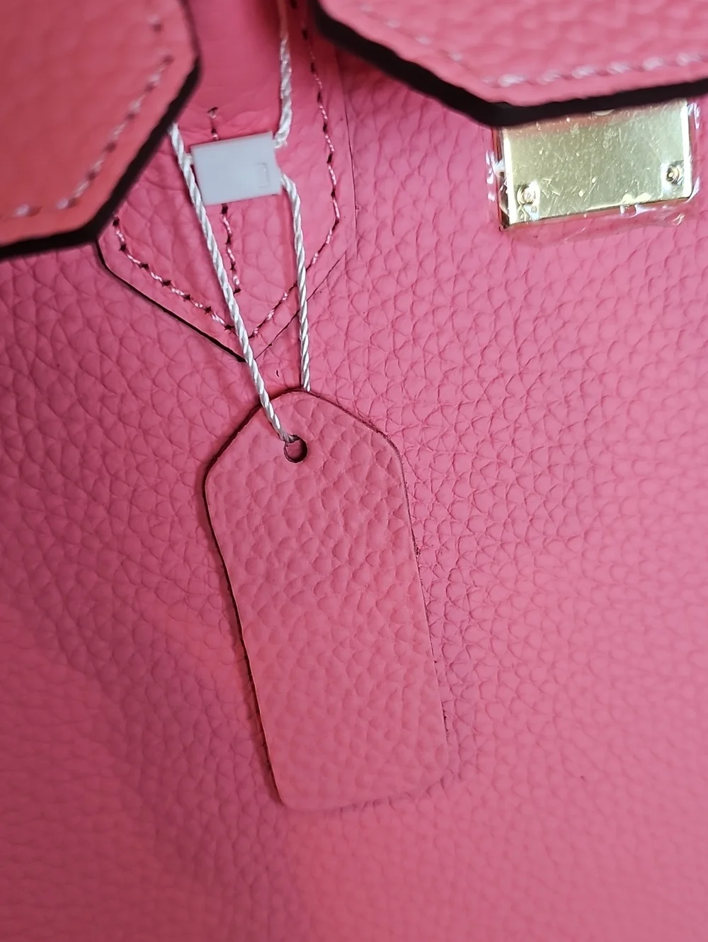 Pink Structured Leather Tote Handbag